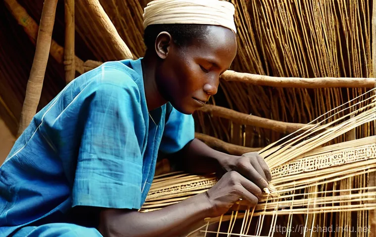 차드의 공예품과 그 제작 과정 - Prompt 1: Chadian Weaver in Natural Light** 차드의 공예품과 그 제작 과정 - Prompt 1: Chadian Weaver in Natural Light**