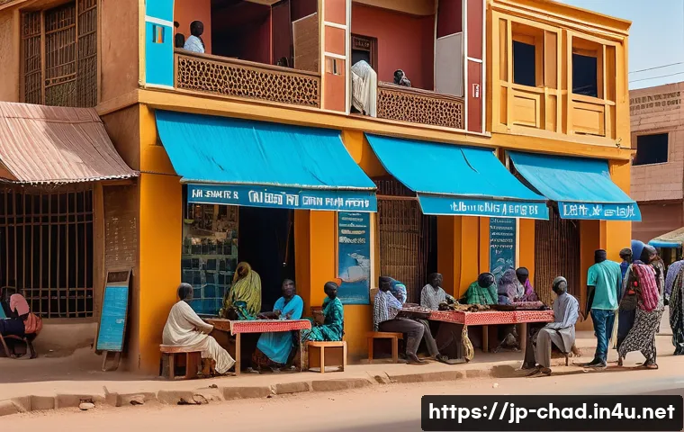 차드에서 프랑스어 사용 비율 - A bustling urban street scene in N&rsquo;Djamena, Chad, showing young adults and professionals engaging in...