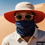 차드 방문 시 필수 준비물 - A traveler in Chad&rsquo;s harsh desert climate wearing lightweight, breathable long-sleeve shirt and wide...